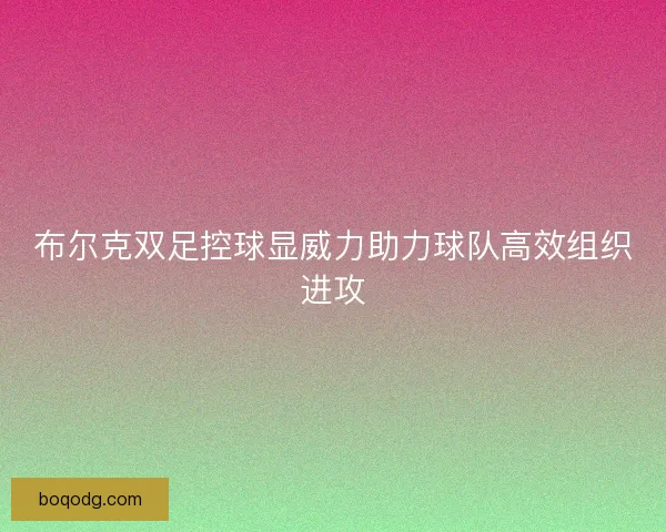 布尔克双足控球显威力助力球队高效组织进攻